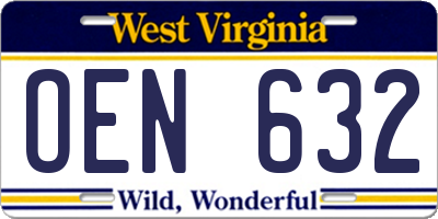 WV license plate OEN632