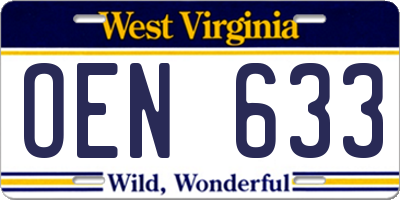 WV license plate OEN633