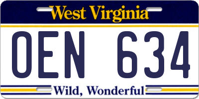 WV license plate OEN634