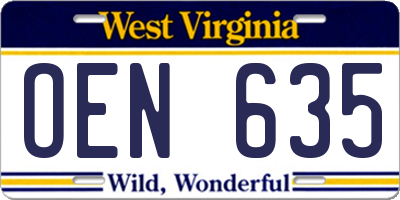 WV license plate OEN635