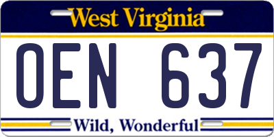 WV license plate OEN637