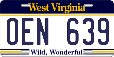 WV license plate OEN639