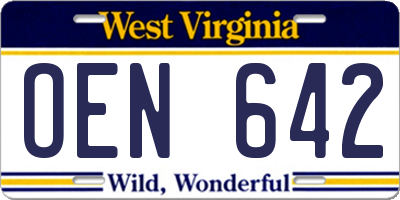 WV license plate OEN642