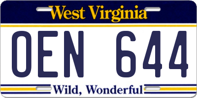 WV license plate OEN644