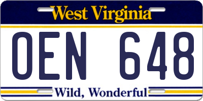 WV license plate OEN648