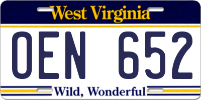 WV license plate OEN652