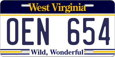 WV license plate OEN654
