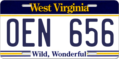 WV license plate OEN656