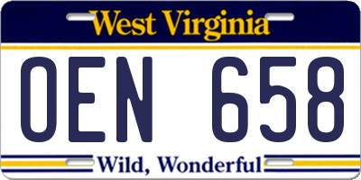 WV license plate OEN658