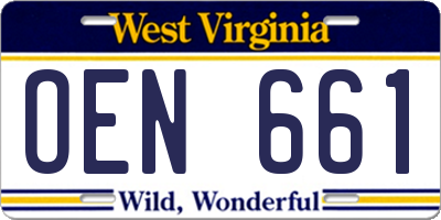 WV license plate OEN661