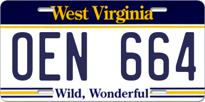 WV license plate OEN664