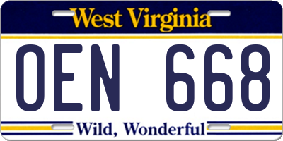 WV license plate OEN668