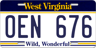 WV license plate OEN676