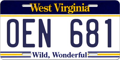 WV license plate OEN681
