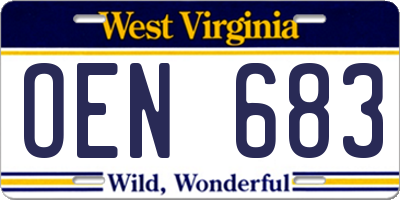 WV license plate OEN683