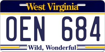 WV license plate OEN684