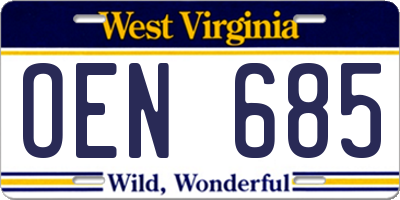 WV license plate OEN685