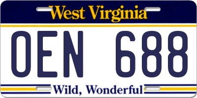 WV license plate OEN688