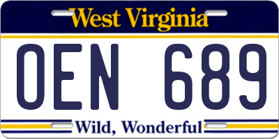 WV license plate OEN689