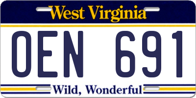 WV license plate OEN691