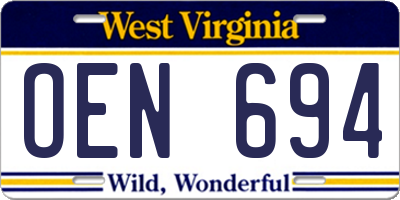 WV license plate OEN694
