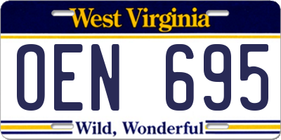 WV license plate OEN695
