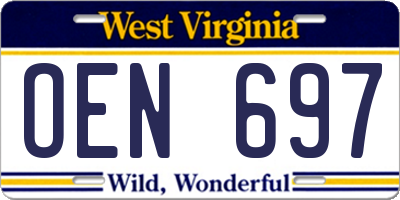 WV license plate OEN697
