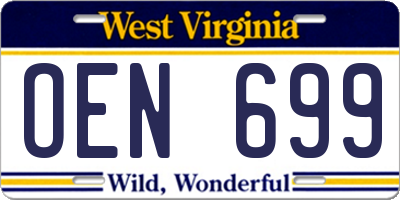 WV license plate OEN699
