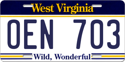 WV license plate OEN703