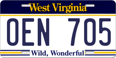 WV license plate OEN705