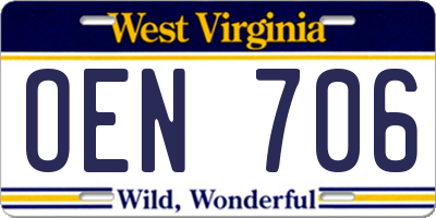 WV license plate OEN706