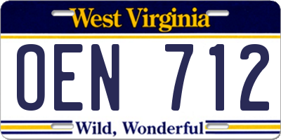WV license plate OEN712