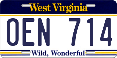 WV license plate OEN714
