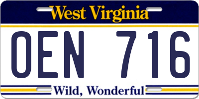 WV license plate OEN716