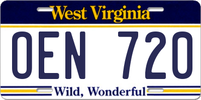 WV license plate OEN720
