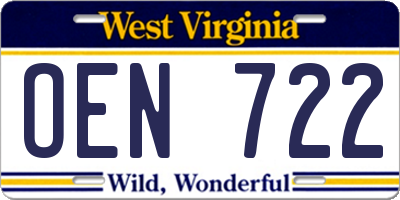WV license plate OEN722