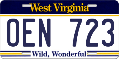 WV license plate OEN723