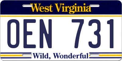WV license plate OEN731