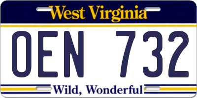 WV license plate OEN732