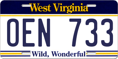 WV license plate OEN733
