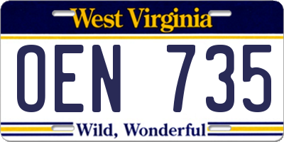WV license plate OEN735