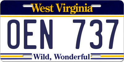 WV license plate OEN737