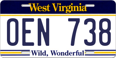 WV license plate OEN738