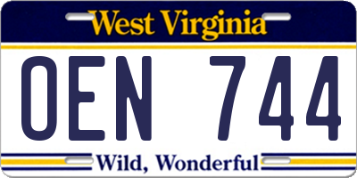 WV license plate OEN744