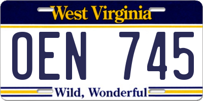 WV license plate OEN745