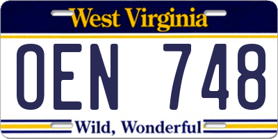 WV license plate OEN748