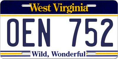 WV license plate OEN752