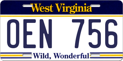 WV license plate OEN756