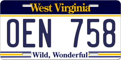 WV license plate OEN758