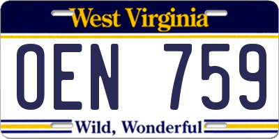 WV license plate OEN759